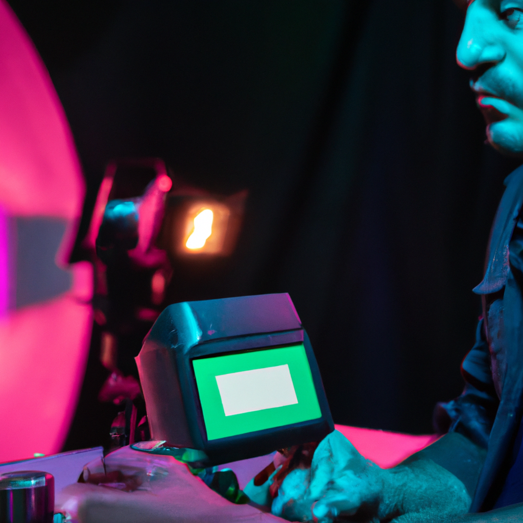 조명 엔지니어: 라이트 미터와 차트로 캘리브레이션하는 장면